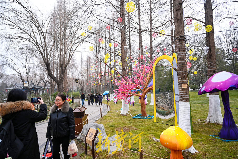 泉畔花灯璀璨迎春，秦琼主题灯组彰显历史风韵