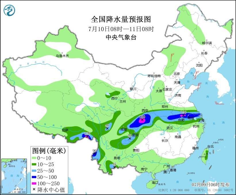 中央气象台：四川盆地至淮河流域有强降雨 江南华南等地有持续性高温天气