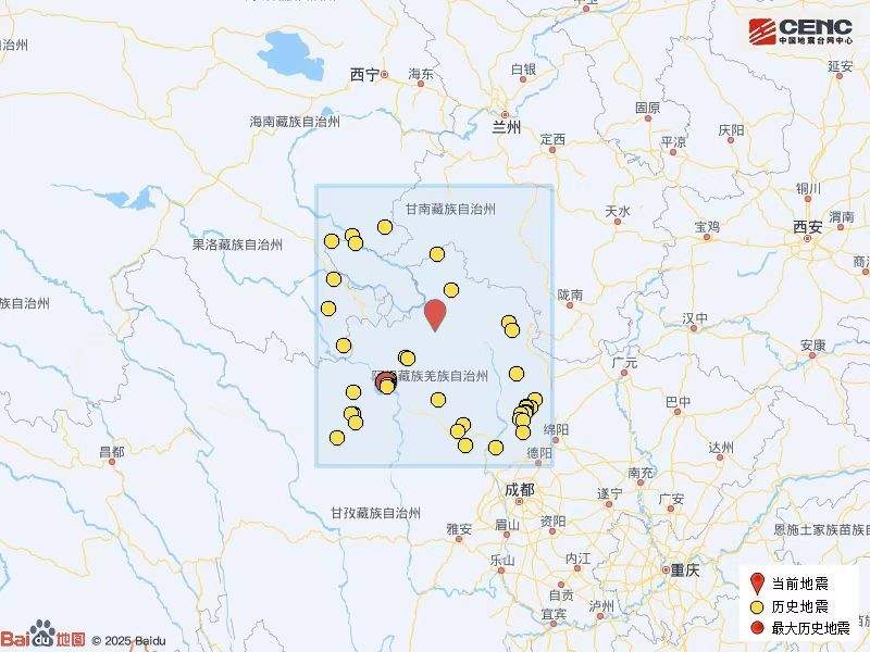 四川阿坝州红原县发生4.9级地震 震源深度8公里