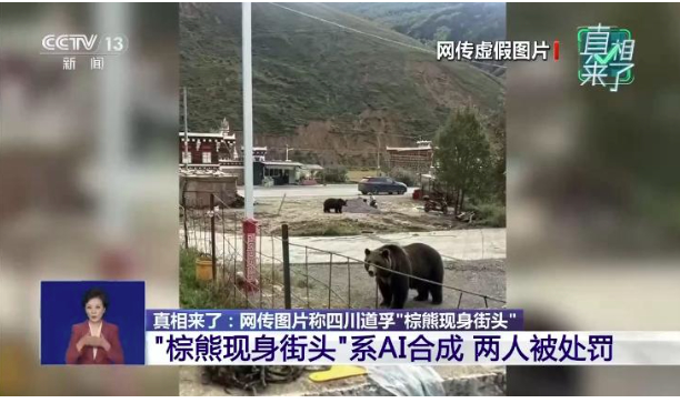 四川道孚“棕熊现身街头”图片系AI合成 两人被处罚