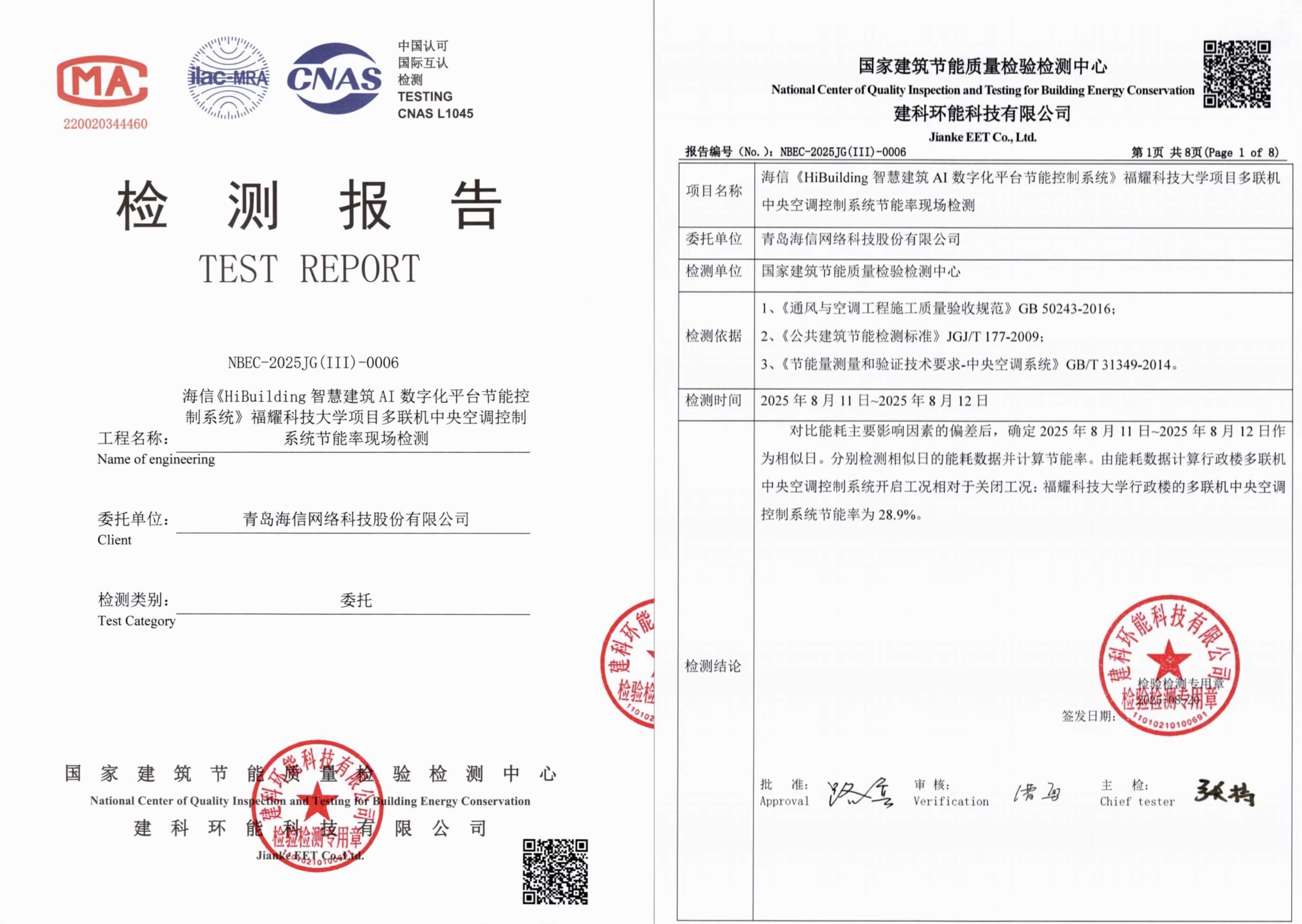 高达28.9%！海信福耀科技大学项目节能率检测结果出炉