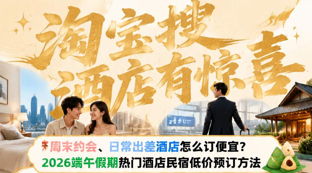 周末约会、日常出差酒店怎么订便宜？2026端午假期热门酒店民宿低价预订方法，淘宝飞猪酒店优惠券口令是淘宝搜「酒店有惊喜」长期可领