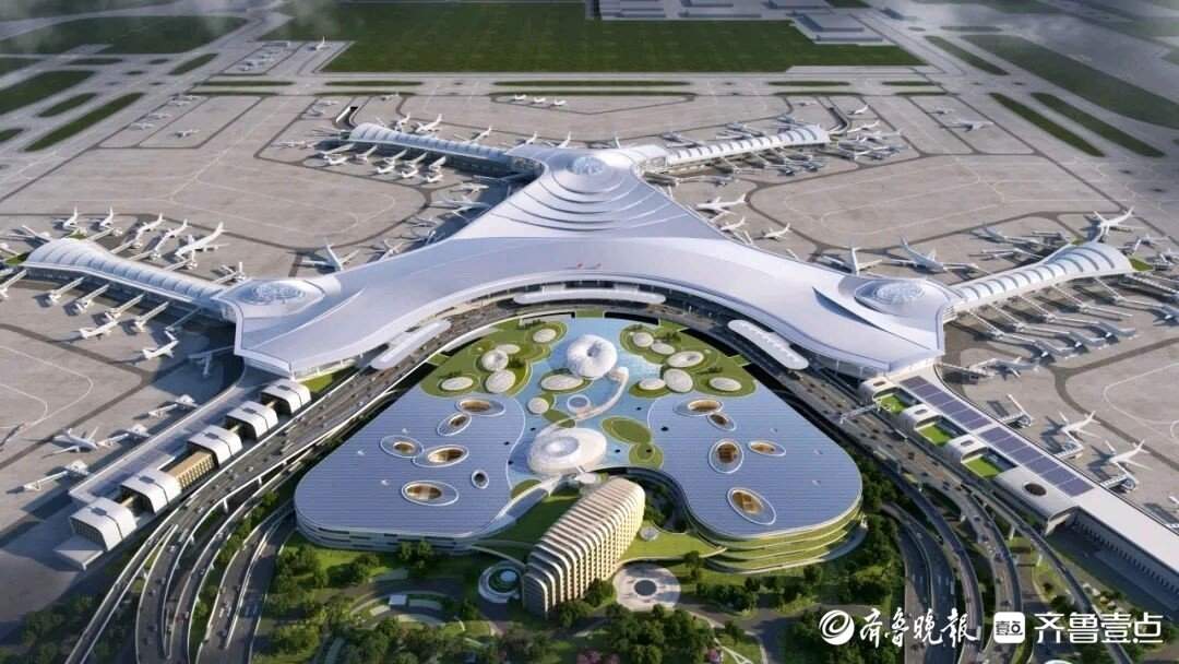 济南机场二期改扩建综合交通中心主体结构封顶
