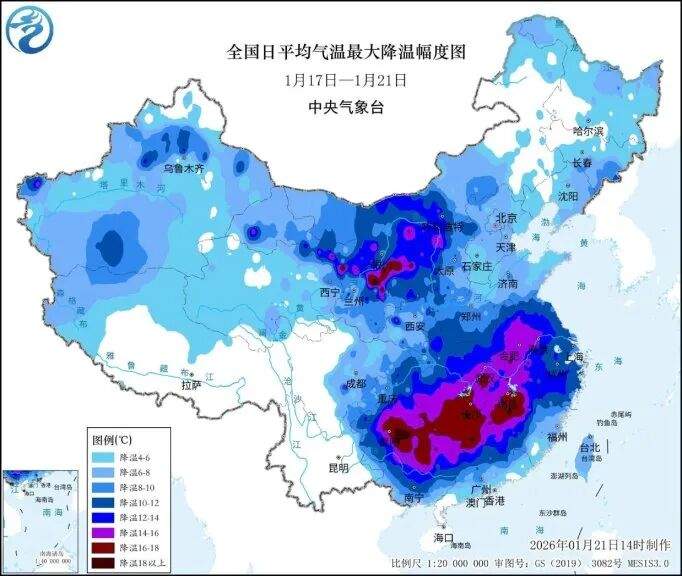 今年首场寒潮雨雪冰冻有多强，南北方各地何时回暖