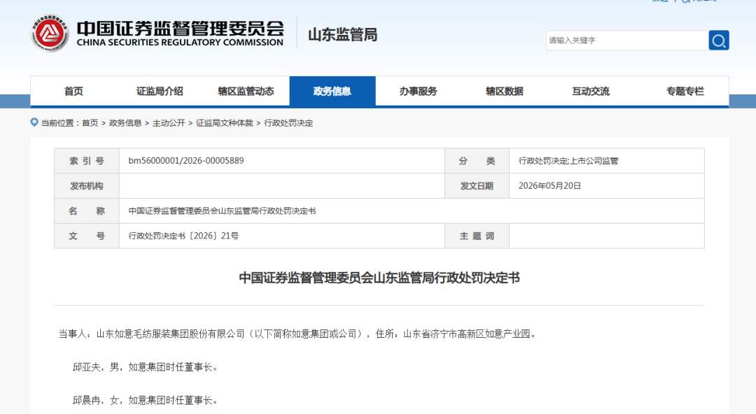 如意集团财务造假遭巨额罚款  实控人被终身证券市场禁入